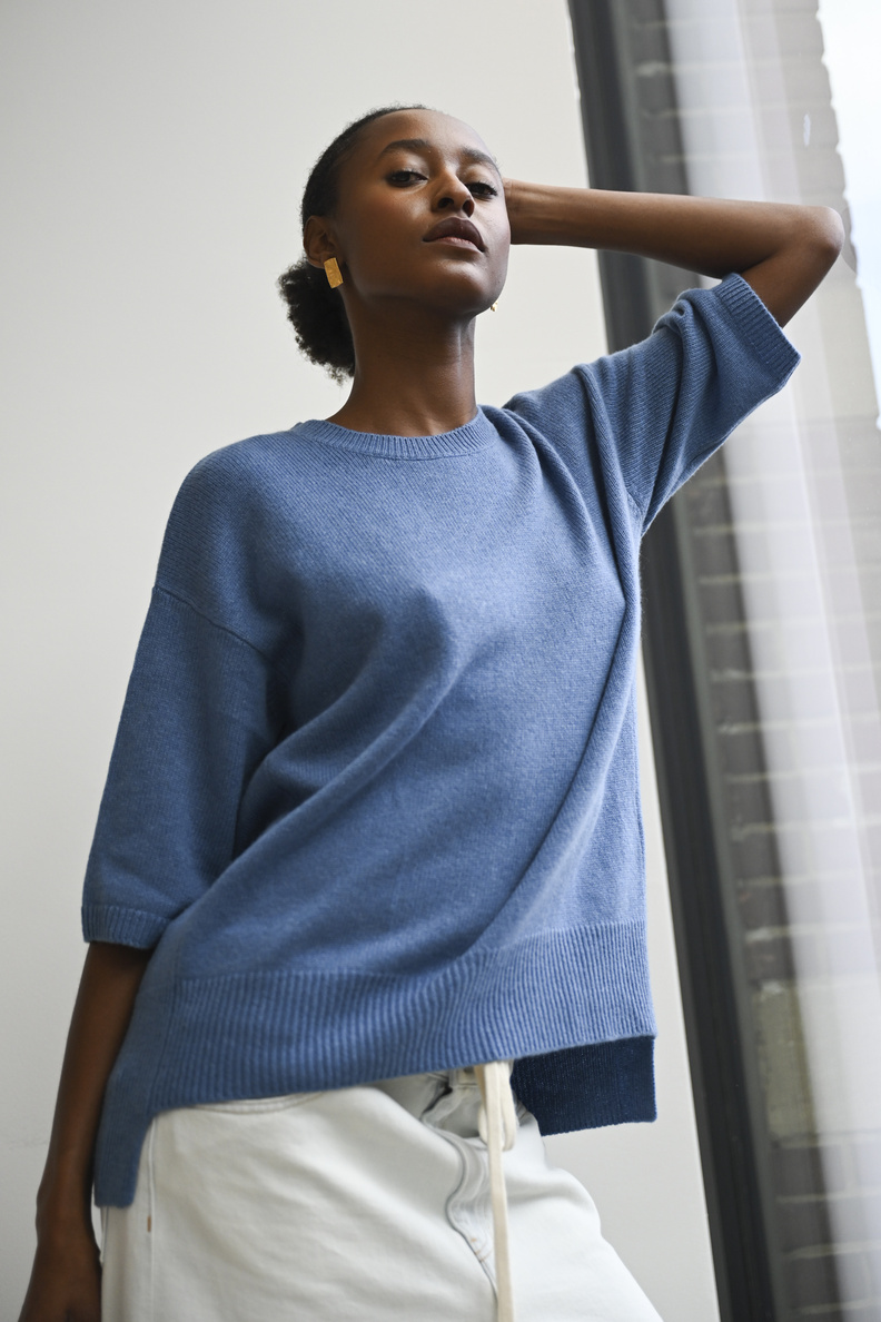 lisa yang camille sweater stormy blue